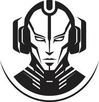 Cybernetic Visionary Black Cyberrobot Head Circuitry Conductor Robot Symbol vector