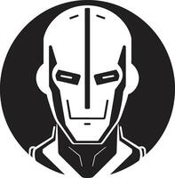 Digital Dynamo Futuristic Cybernetic Head Techno Titan Black Robot Face vector