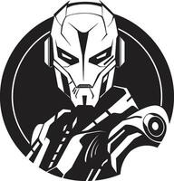 Metallic Maestro Black Cybernetic Head Cybernetic Crusader Futuristic Robot Face vector