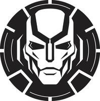 Digital Dynamo Futuristic Face Techno Titan Black Cyberrobot vector