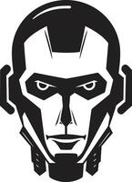 Digital Cerebrum Futuristic Cyberrobot Symbol Cybernetic Visionary Black Face vector