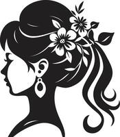 Enigmatic Muse Black Floral Face Noir Bloom Beauty Floral Woman vector
