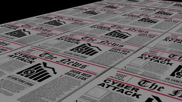 Cyber attack record newspaper motion graphics animation video