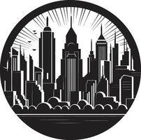 Silent Skylines Minimalistic Black Cityscape Mystic Metropolis Intriguing Abstract vector