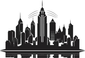Shadowed Skylines Chic Black Cityscape Graphic Gothic Grace Sophisticated Abstract vector