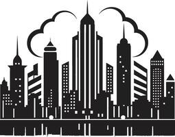 Silent Structures Minimalistic Black Cityscape Graphic Mystic Urban Mirage Intriguing Cityscape Graphic vector