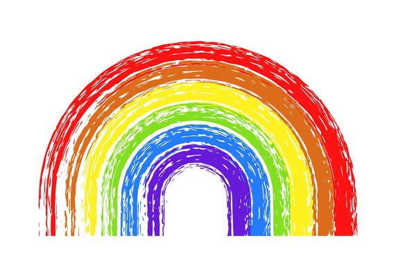 Watercolor Imitation Rainbow. Bright Illustration with Textured Bands