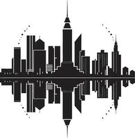 Midnight Metropolis Stylish Abstract Cityscape Ink Skyline Symphony Modern Art Deco vector