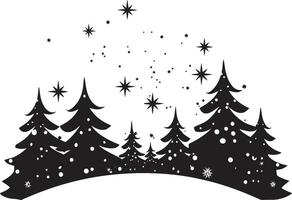 Ebony Evergreen Elegance Refined Christmas Card Art Chic Cheerful Snowfall Modern Black Christmas Card Graphic vector