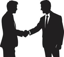 Mutual Unity Black Handshake Graphic Element Formal Accordance Handshake Symbol in Noir vector