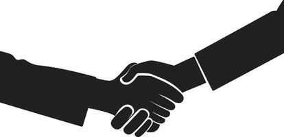 Alliance Accord Black Handshake Symbol Unity Concord Handshake Icon Design vector
