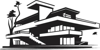 Ebony Ensemble Refined Black Architecture Symbol Chic Skylines Modern Architecture Design vector