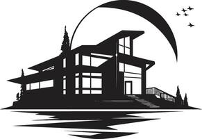 Chic Skylines Modern Architecture Design Noir Nucleus Stylish Abstract Black Architecture vector