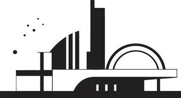 Silent Spaces Minimalistic Black Structure Icon Mystic Marvels Intriguing Building Graphic vector