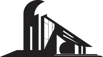 Chic Construct Modern Black Architecture Noir Nexus Stylish Abstract Building Graphic vector