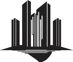 Chic Creations Modern Architecture Graphic Noir Nexus Stylish Abstract Building vector
