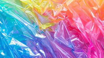 Colorful Wrinkled Plastic Texture Background with Rainbow Gradient Effect photo