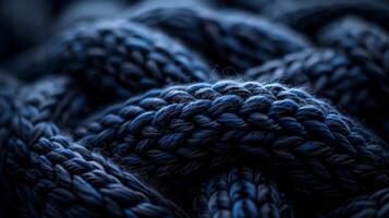 Textured Blue Knitted Wool in Dim Light photo