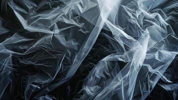 Abstract Wrinkled Clear Plastic Sheet. Modern Industrial Texture and Artistic Background photo