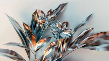 Futuristic Metallic Flowers on Artistic Background photo