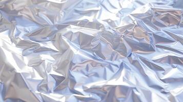 Wrinkled Aluminum Foil Texture with Reflective Metallic Surface photo
