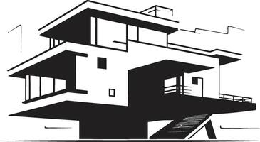 Shadowed Skylines Elegant Black Building Symbols Ink Infusion Contemporary Architecture Graphics vector