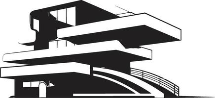 Noir Narrative Stylish Abstract Black Architecture Icon Midnight Muse Elegant Architecture Illustration vector