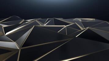 Black and gold abstract low poly triangle background video