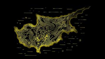 Neon frame effect map of Cyprus, glow, black background. video