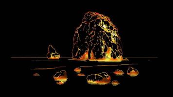 Neon frame effect Petra tou Romiou , also known as the Rock of Aphrodite, glow, black background. video