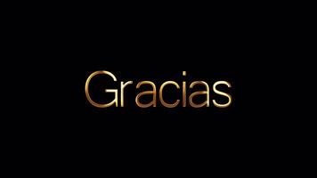 Thank you spanish word golden text with gold light shine video