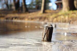 Lake Shoreline Ice Lines Pattern Surface Background Texture. Wav photo