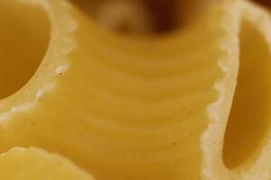 Horns Pasta Texture. Uncooked Macaroni Food Background. Macro Closeup. photo