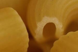 Horns Pasta Texture. Uncooked Macaroni Food Background. Macro Closeup. photo