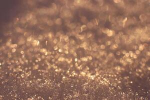 Snow Surface Bokeh Texture. Winter Warm Backdrop. Blurred Christmas Glitter Background. photo