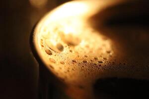 Cup Edge of Vietnamese Coffee. Morning Drink Background. photo
