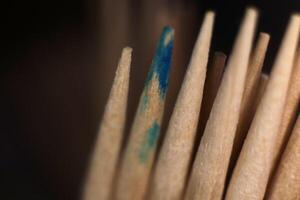 Toothpicks Row Background. Macro Closeup. Top view. photo