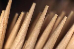 Toothpicks Stack. Macro Closeup. Top view. photo