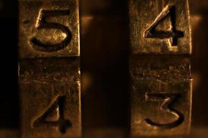 Retro Bronze Lock Numbers 5 4 4 3. photo