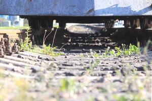 Clearance between train and railways. Rail transport vehicle. photo