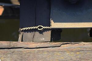 Old rusty parts of a railway bridge. photo