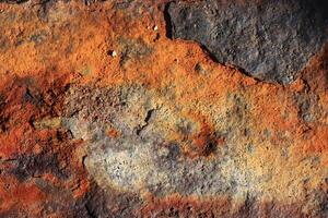 Detailed sea rusted macro closeup. Hard rust texture. Old corroded metal. photo