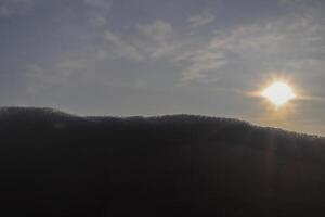 Snow drift with sun. Macro closeup. photo