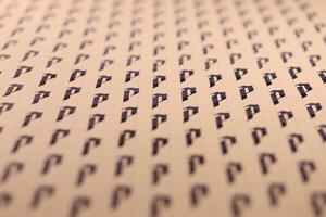 Lettering practice writing worksheet. Handwriting symbol filling pattern. Calligraphic letter P learning skills paper page. Calligraphy letters p background. photo