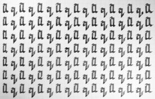 Handwriting black and white symbol filling pattern. Calligraphic letter Q learning skills paper page. Calligraphy letters q background. Lettering practice writing worksheet. photo