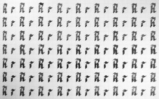 Calligraphy black and white letters R background. Lettering practice writing worksheet. Handwriting symbol filling pattern. Calligraphic letter r learning skills paper page. photo