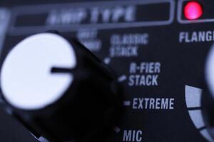 Music instruments control knob background. Musician lifestyle instrument backdrop. photo