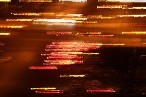 Road light traces. Trail lines background. Traffic bright lamps tracks. photo