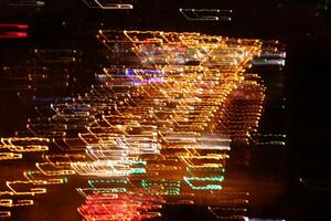 Road light traces. Trail lines background. Traffic bright lamps tracks. photo