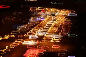 Trail lines background. Traffic bright lamps tracks. Road light traces. photo